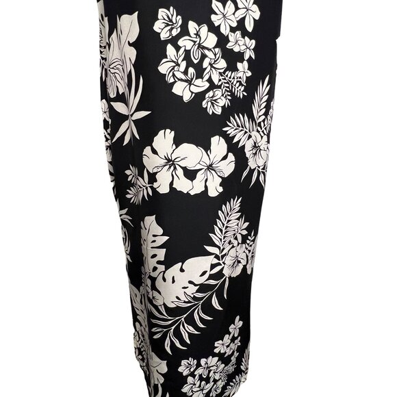 Mark Fore & Strike Women's Black & White Floral Silk Dress Size L Maxi - Picture 7 of 12